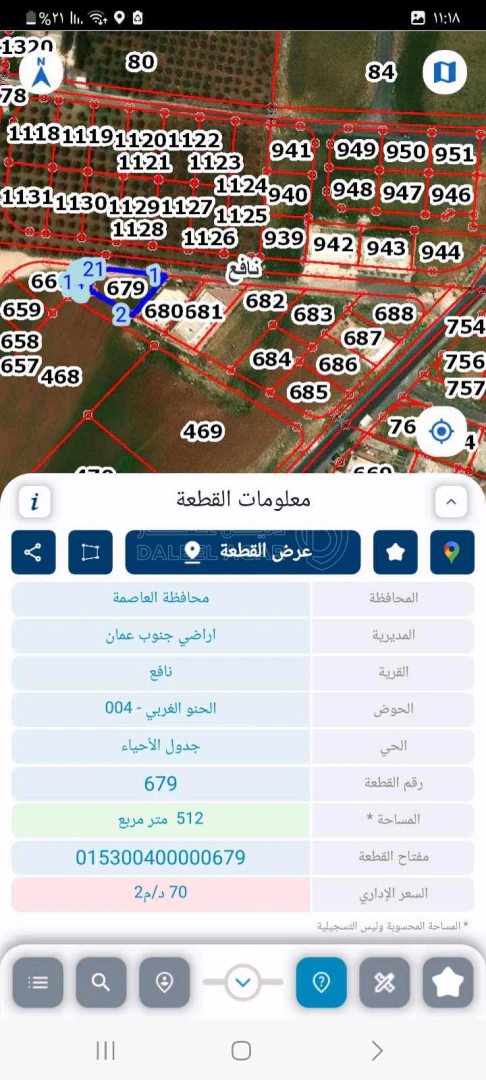أرض في عمان جاوا قرية نافع خريبة السوق - 48,000 دأ - صورة 1