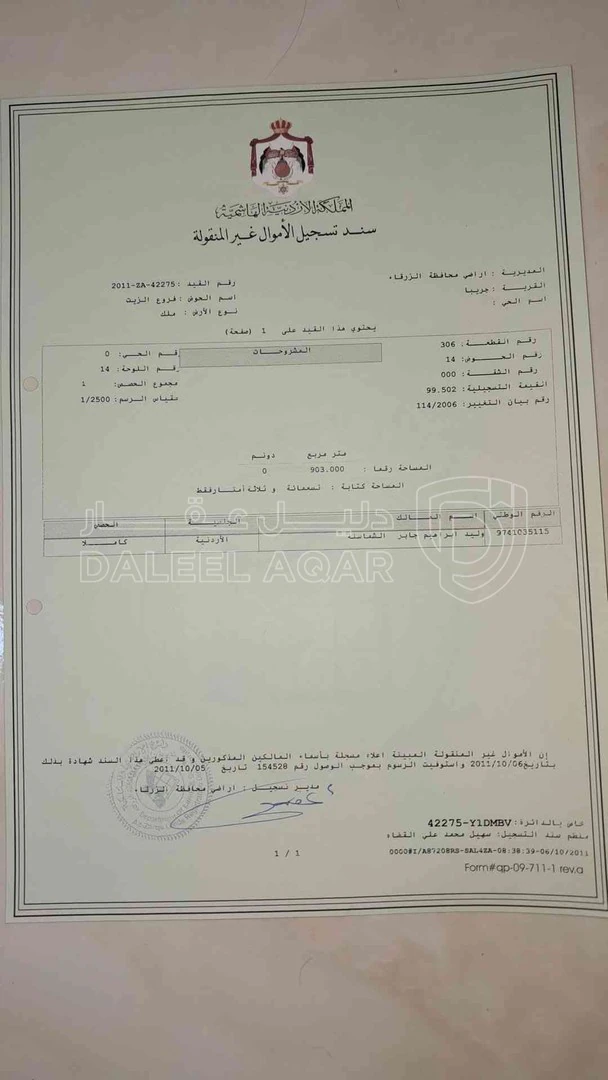 أرض في الزرقاء جريبا - 57,000 دأ - صورة 1