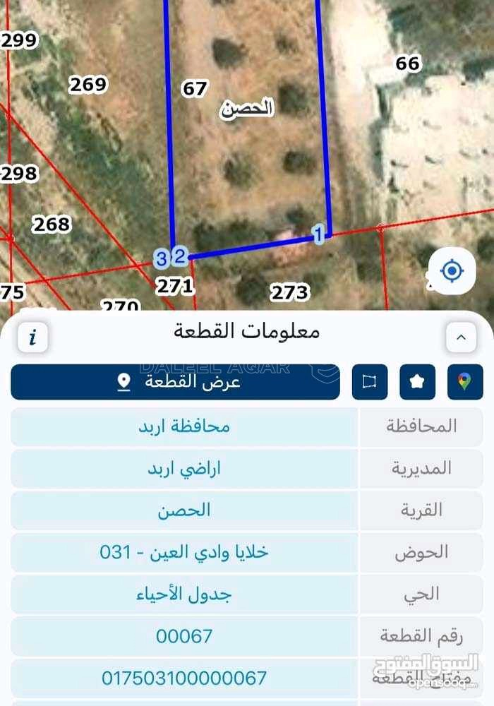 أرض في اربد الحصن  - 38,500 دأ - صورة 1
