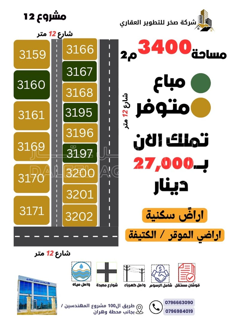 أرض في ارض خلف المطار بسعر مميز بمساحة 3 دونم  - 25,000 دأ - صورة 1