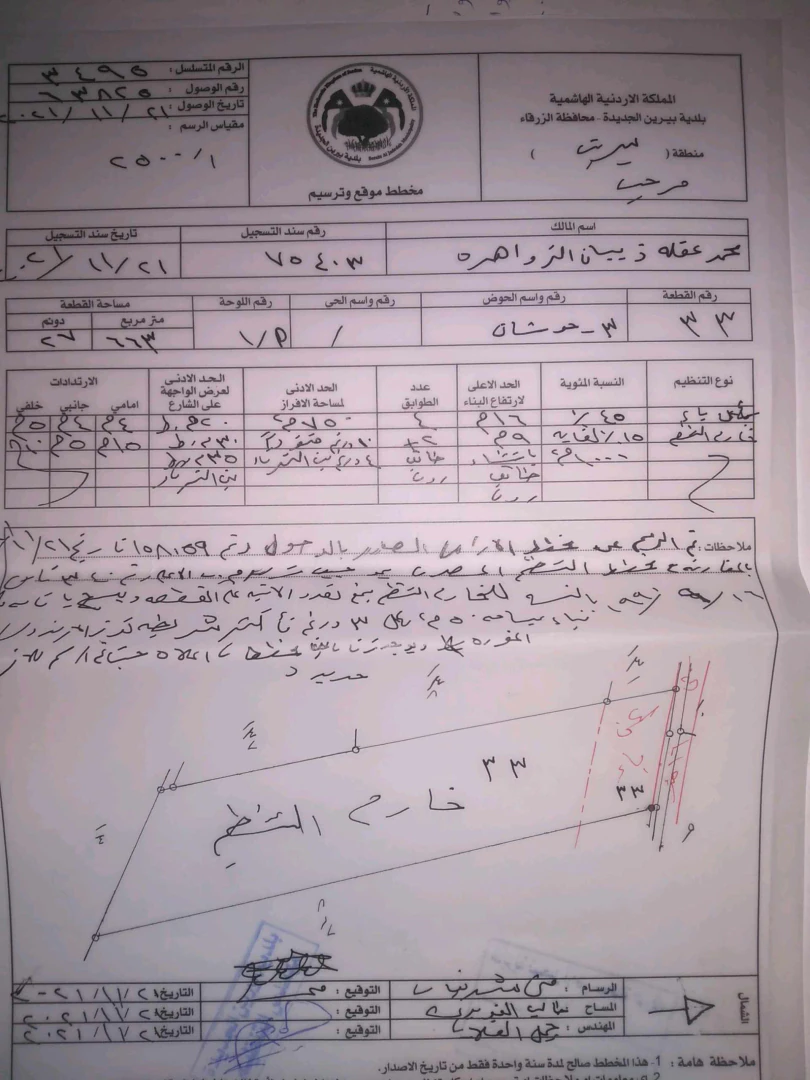 أرض في الزرقاء مرحب طريق بيرين  - 260,000 دأ - صورة 1
