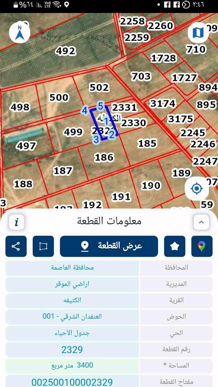 أرض في قطعة ارض لقطه خلف شيك المطار مباشره بمنطقة كتيفه - 25,000 دأ - صورة 1