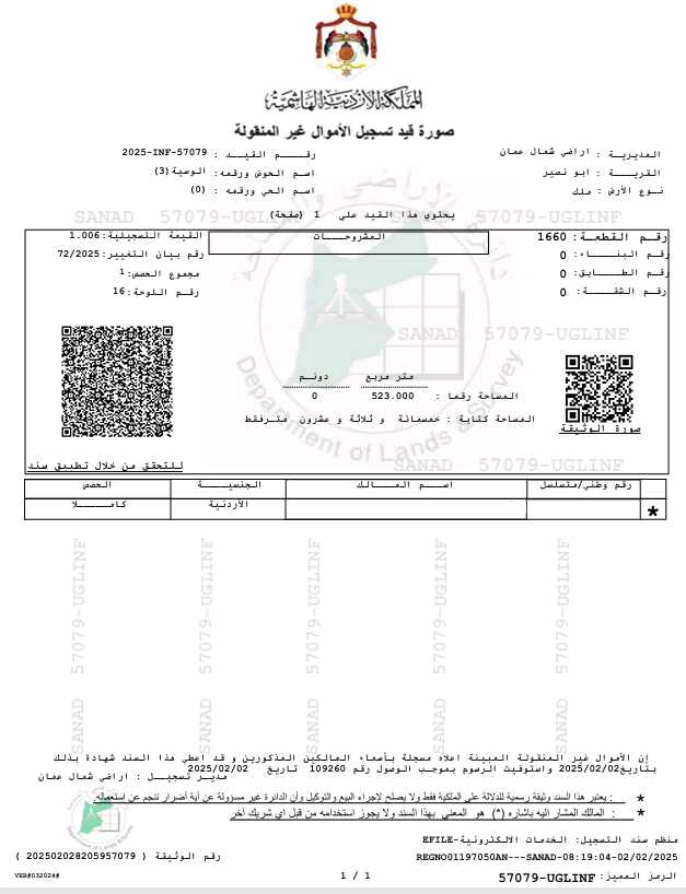 أرض في عمان ابو نصير  - 115,000 دأ - صورة 1