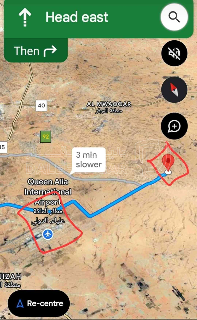أرض في ارض خلف   المطار  750 متر سكن ب  بسعر 13000 الف - 13,000 دأ - صورة 1