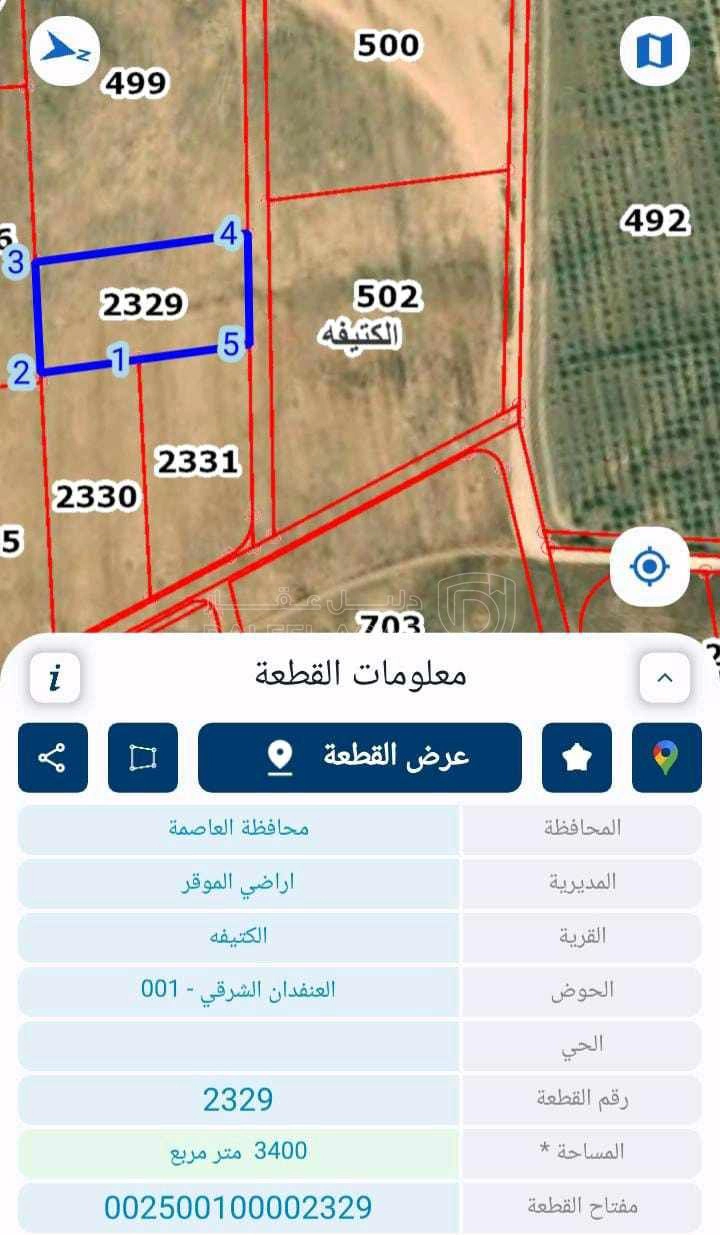 أرض في قطعة ارض لقطه خلف شيك المطار مباشره بمنطقة كتيفه - 25,000 دأ - صورة 1
