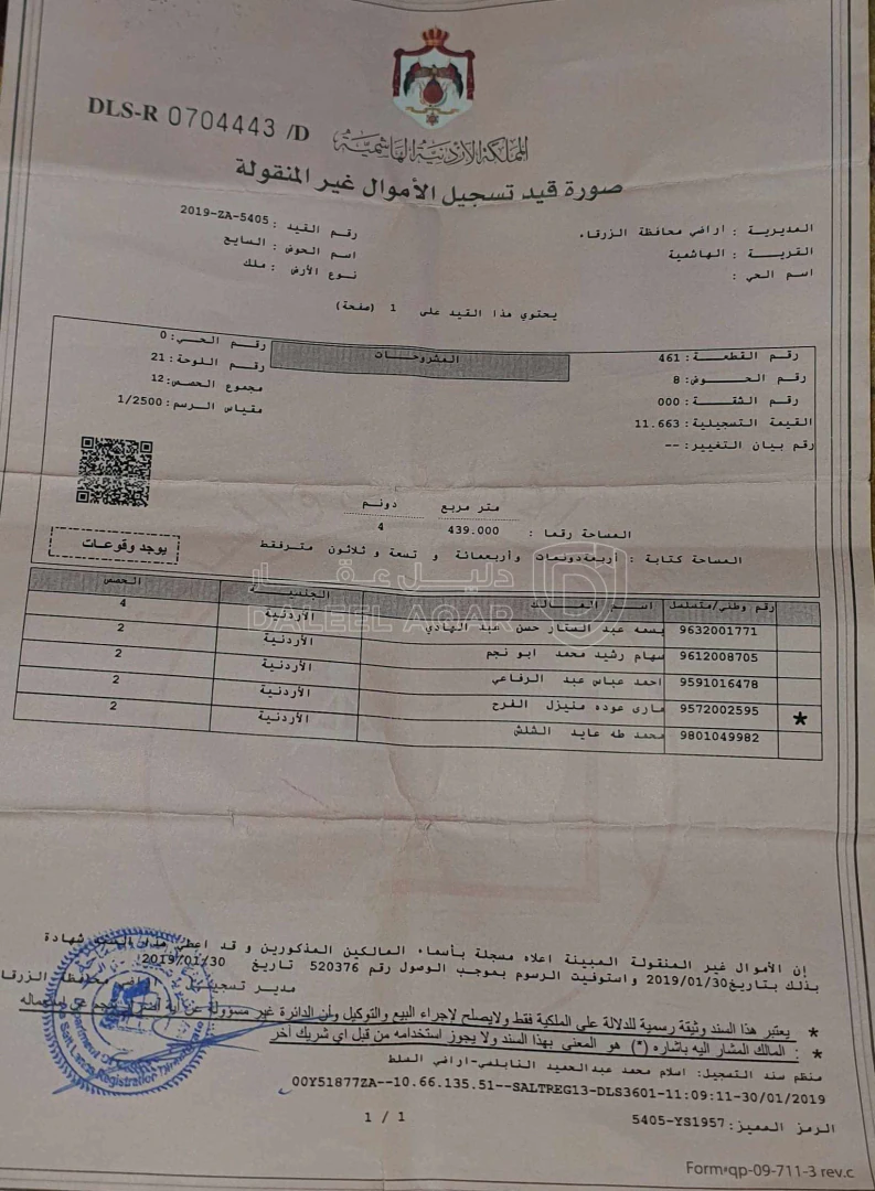 أرض في الهاشمية بالقرب من مثلث الغاز - 2,800 دأ - صورة 1