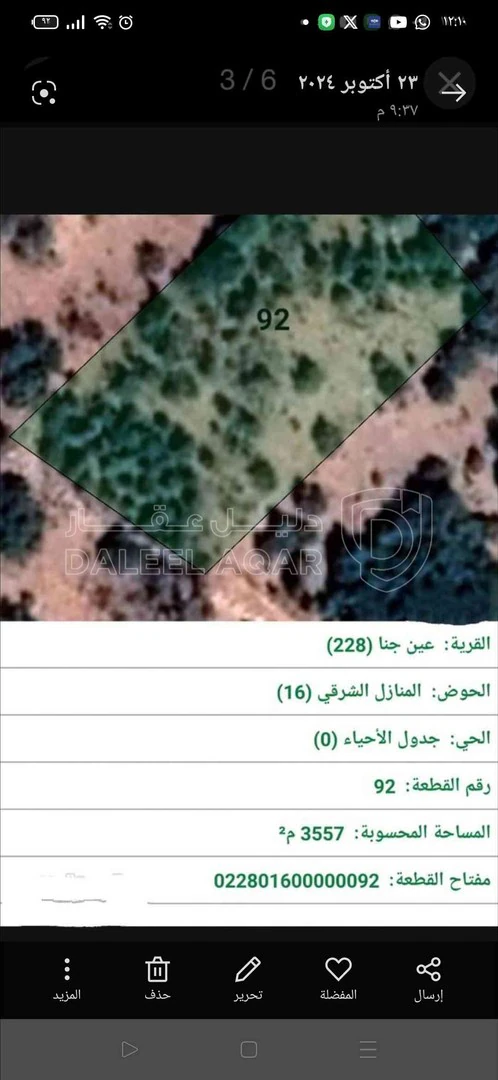 أرض في عجلون عين جنا مابين قرية عين جنا و مستشفى الأميرة هيا مقابل القاعدة - 53,355 دأ - صورة 1