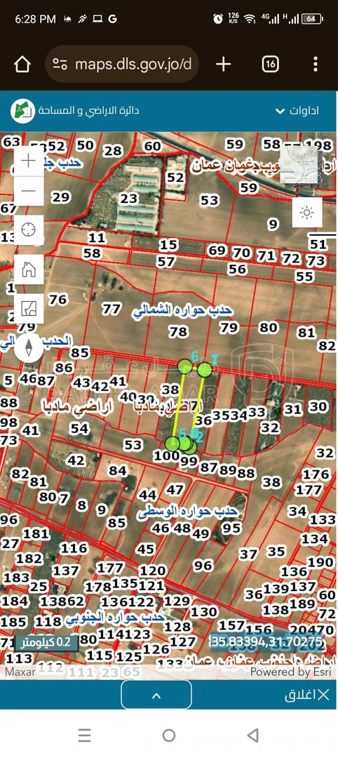 أرض في مادبا - حدب حوارة الشمالي - 455,000 دأ - صورة 1