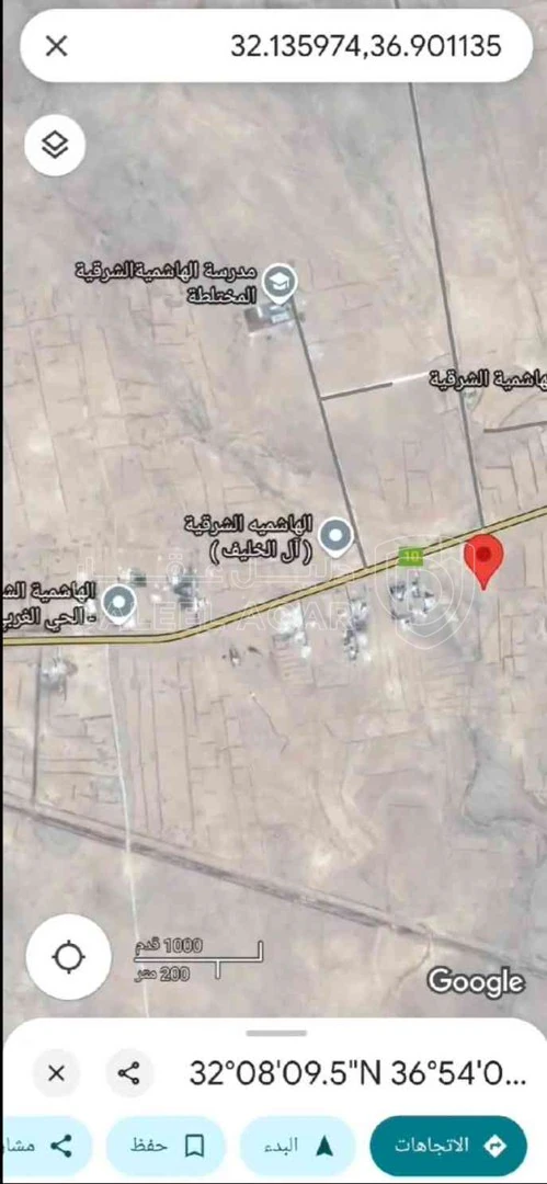 أرض في المفرق لواء البادية الشمالية الشرقية قرية الهاشمية الشرقية طريق عمان بغداد الدولي  - 11,500 دأ - صورة 1