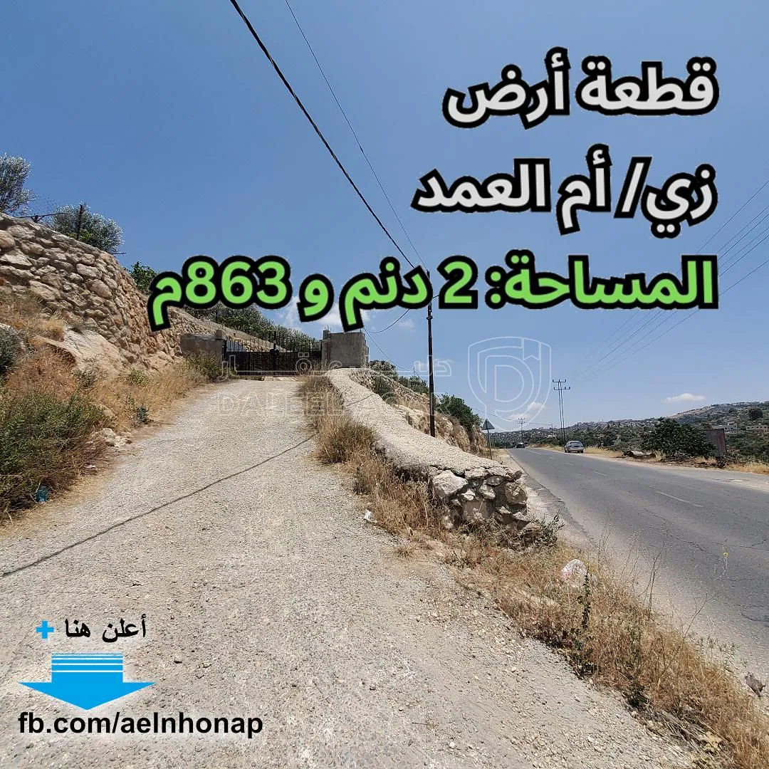 أرض في زي/ أم العمد - على طريق رميمين أم جوزة - 135,000 دأ - صورة 1