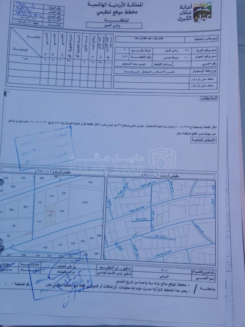 أرض في ش زهران ضاحية الامير راشد - 1,500,000 دأ - صورة 1