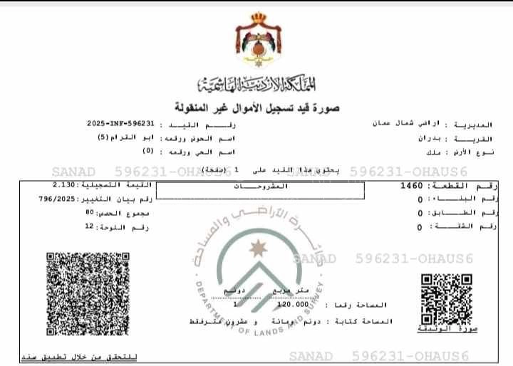 أرض في عمان /شفابدران بدران /الحي الغربي  - 210,000 دأ - صورة 1