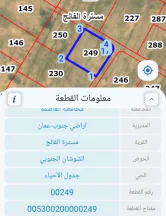 أرض في ارض للبيع مسترة الفالج على شارعين  - 22,000 دأ - صورة NaN