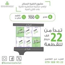 أرض في شارع المية النقيرة بالقرب من تقاطع سحاب - 22,000 دأ - صورة NaN