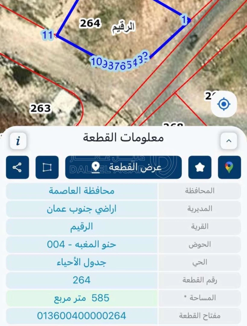 أرض في قطعة ارض مميزه مع قطعه اخرى تجاري تابعة لقطع٢٦٤ - 90,000 دأ - صورة 1