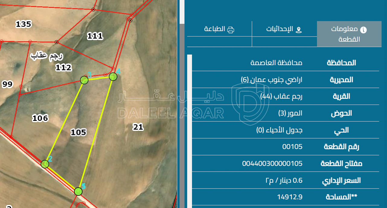 أرض في ارض للبيع في جنوب عمان رجم عقاب - 29,900 دأ - صورة 1