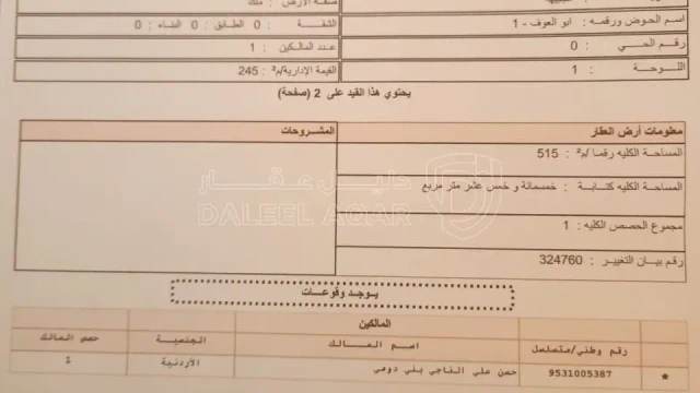 أرض - ارض مميزه في جبيهه  - 210000 دأ