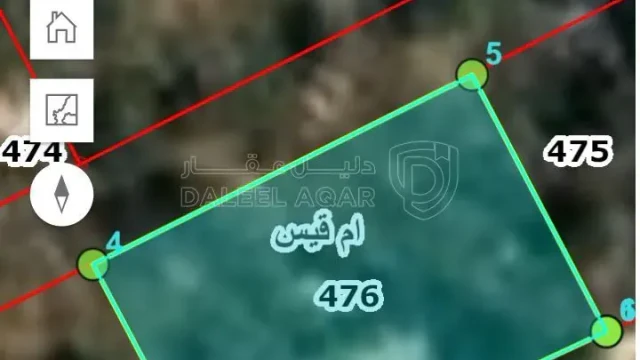 أرض في ام قيس حلان كليب جبل ابو فارس  - 11,000 دأ - صورة 1