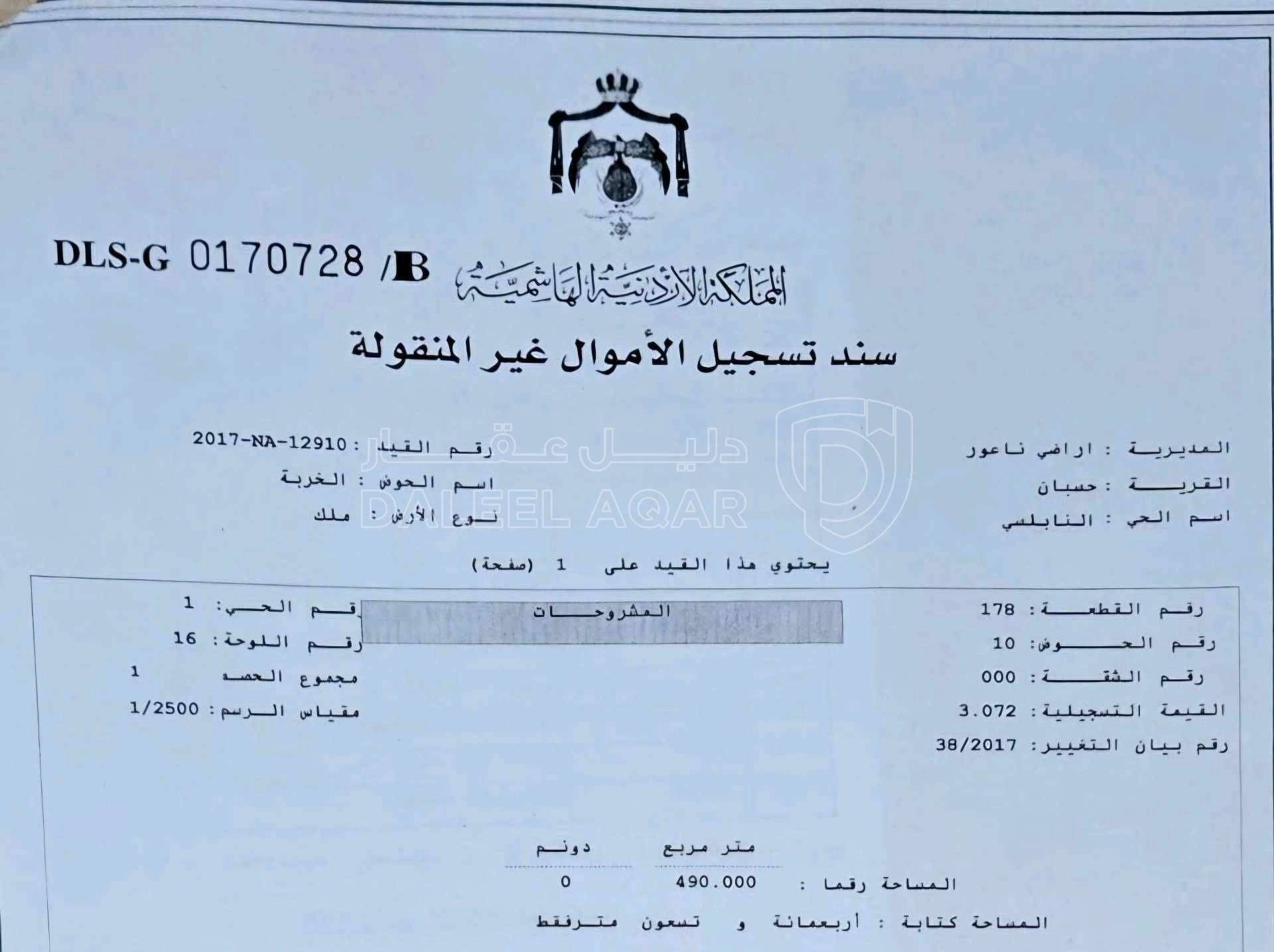 أرض في ناعور، الحسبان، الخربة، قرب بلدية الحسبان - 29,000 دأ - صورة 1