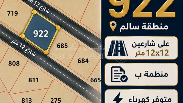 أرض - قرية سالم خلف مسجد عباد الله  - 50000 دأ