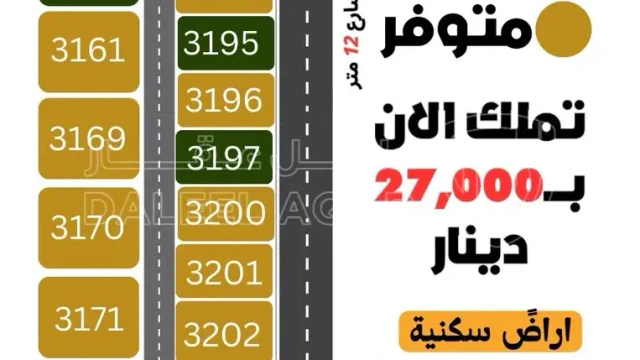 أرض في ارض خلف المطار بسعر مميز بمساحة 3 دونم  - 25,000 دأ - صورة 1