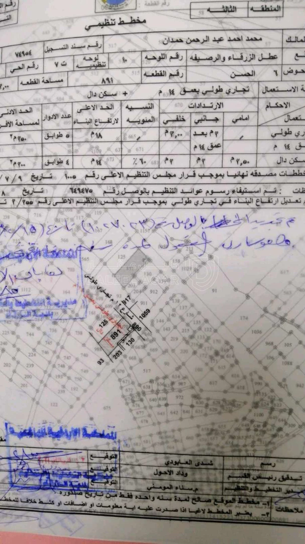 أرض في الزرقاء الجبل الأبيض حوض الحسن - 230,000 دأ - صورة 1