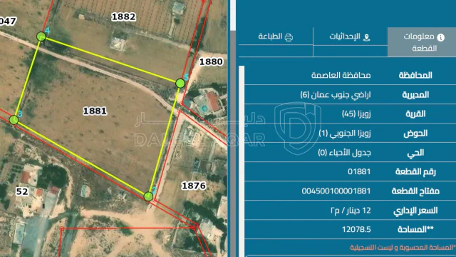 أرض في ارض للبيع في زويزا جنوب عمان - 100,000 دأ - صورة 1