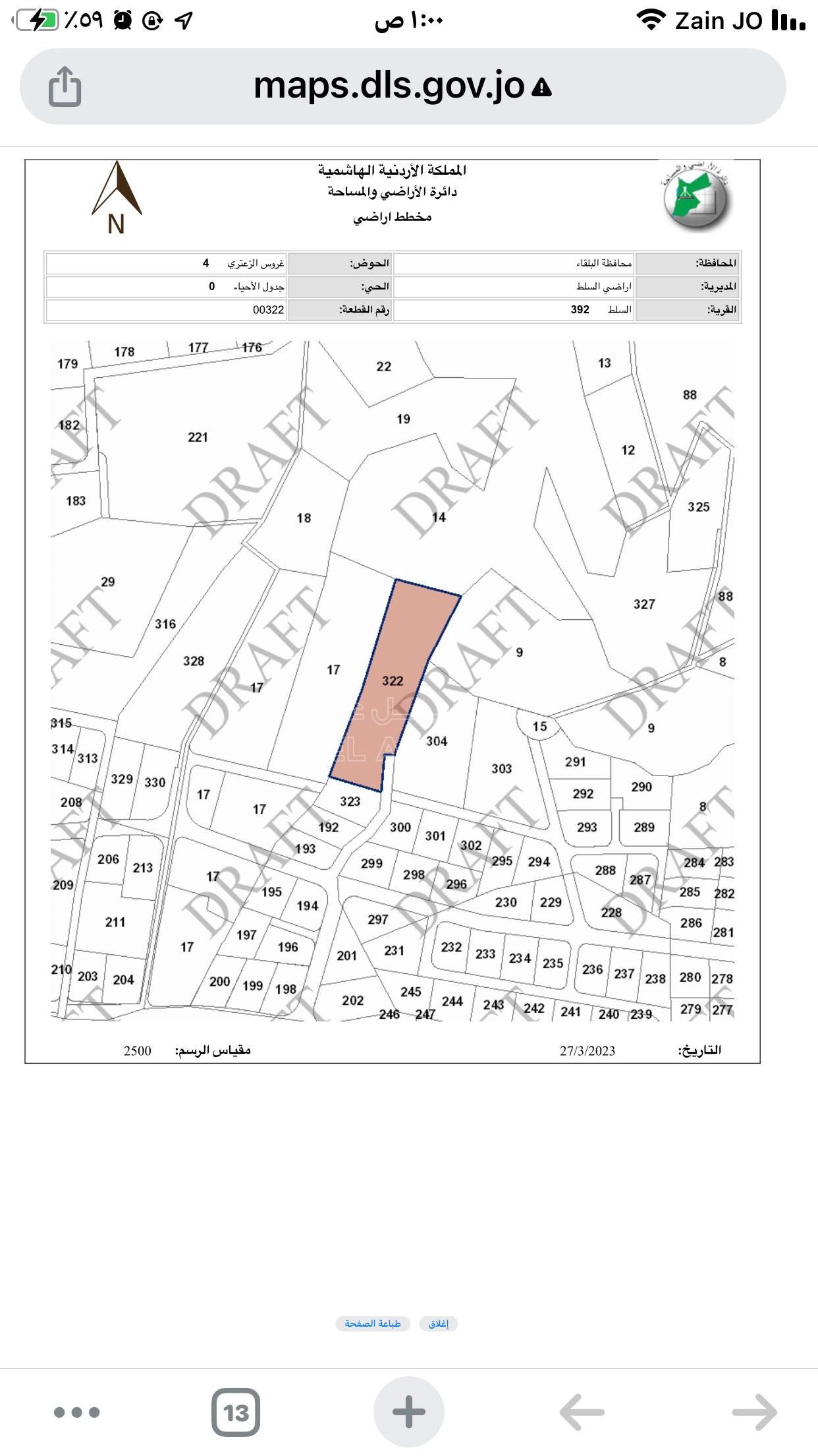 أرض في الزعتري السلط أطلاله رائعه - 250,000 دأ - صورة 1