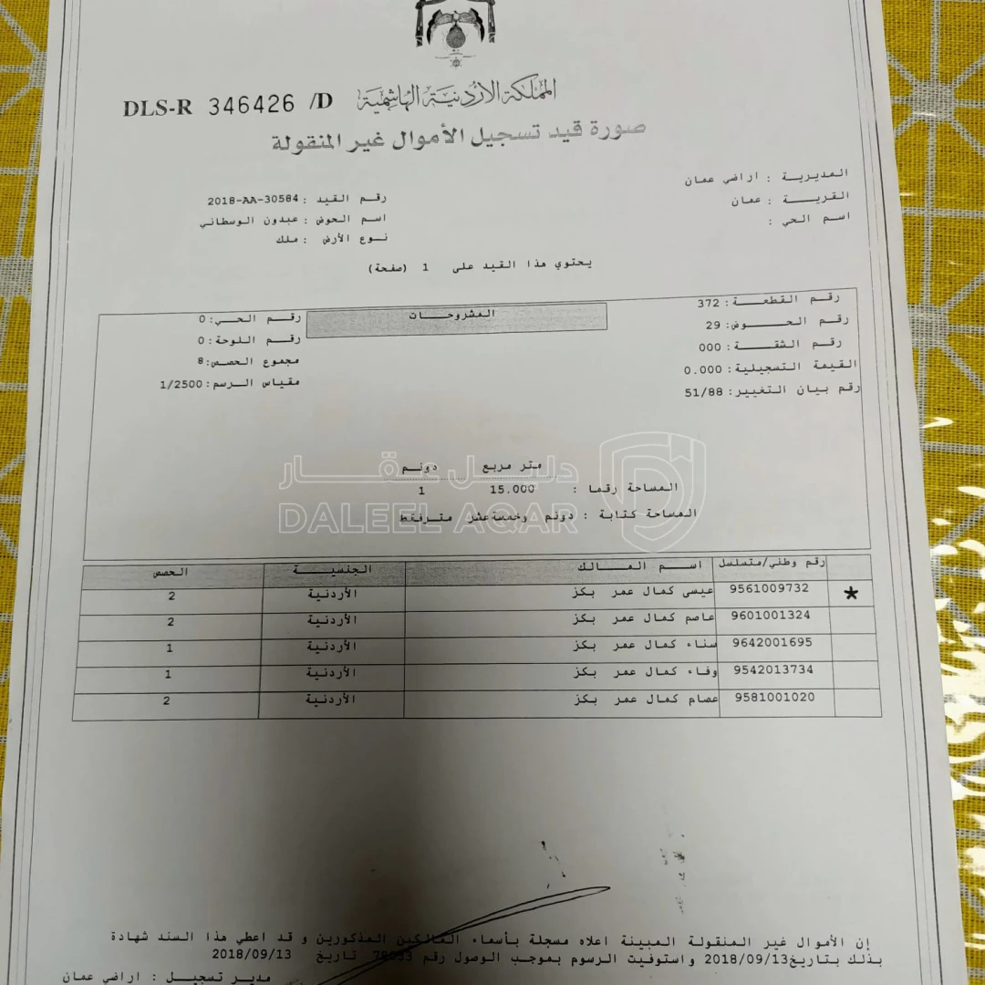 أرض في عبدون الوسطاني - 2,020,000 دأ - صورة 1