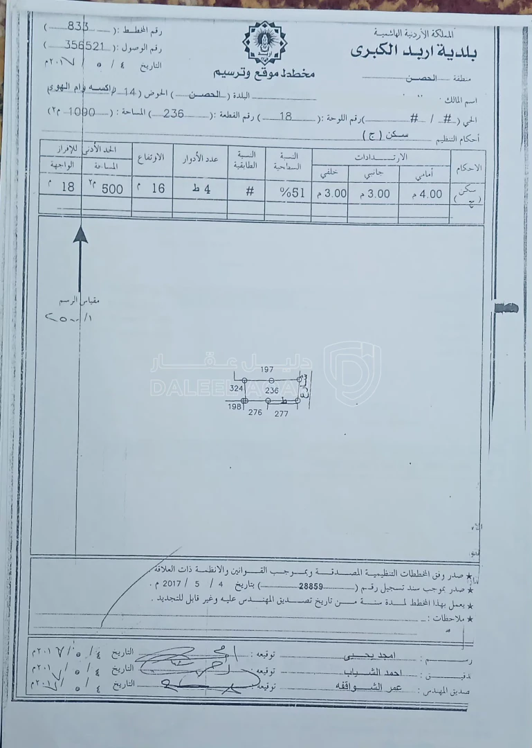 أرض في اربد الحصن بالقرب من مدرسة خديجة للبنات - 55,000 دأ - صورة 1