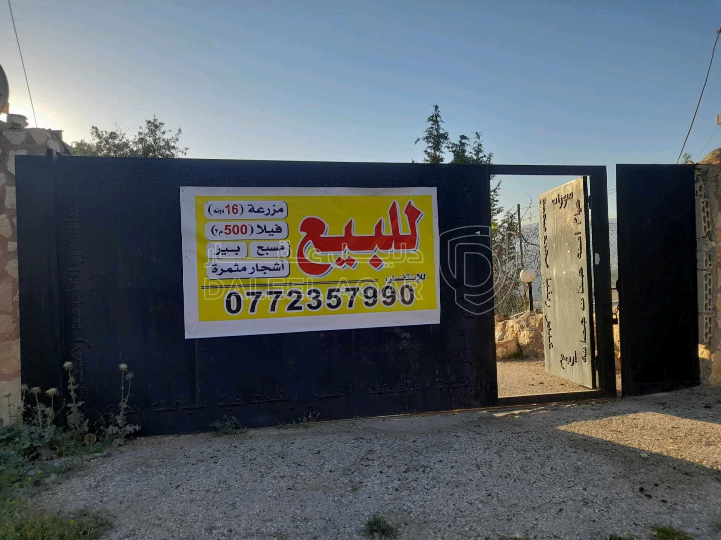 أرض في مزرعة للبيع في تل الرمان عليها بيت و بركة وبير وشج - 280,000 دأ - صورة 1
