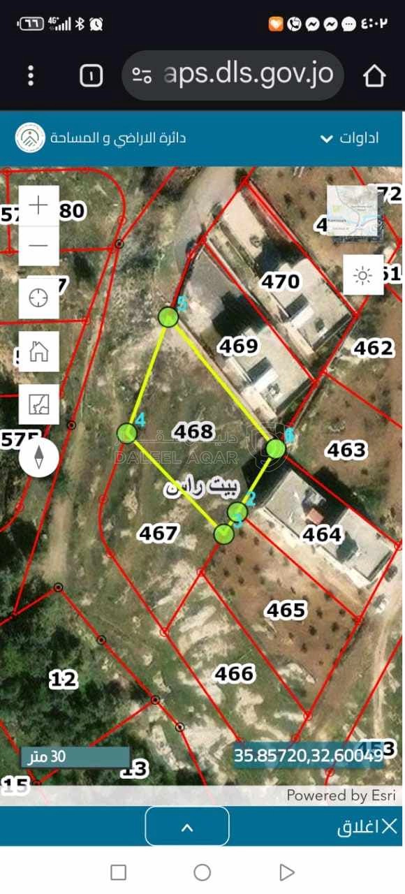 أرض في اربد بيت راس شمال المدرج الروماني شرق المدرسة  - 30,000 دأ - صورة 1
