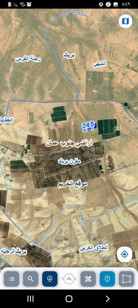 أرض في جنوب عمان موقع الخريم حوض مقرن بريك - 8,000 دأ - صورة 1