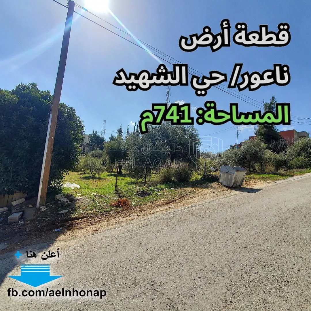 أرض في ناعور/ حي الشهيد - قرب معهد حفظ السلام - 75,000 دأ - صورة 1