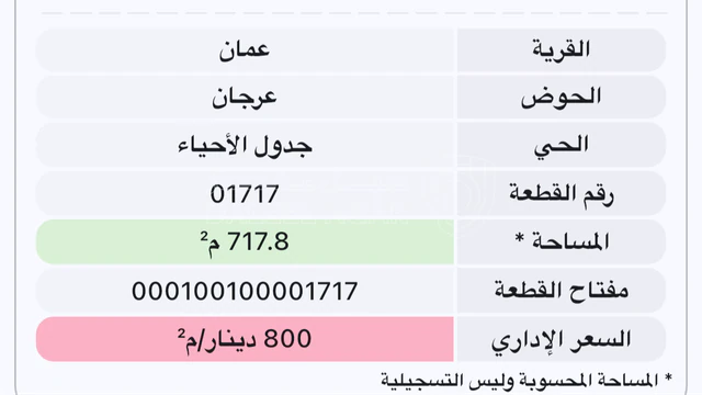 أرض في شارع الاردن  - 450,000 دأ - صورة 1