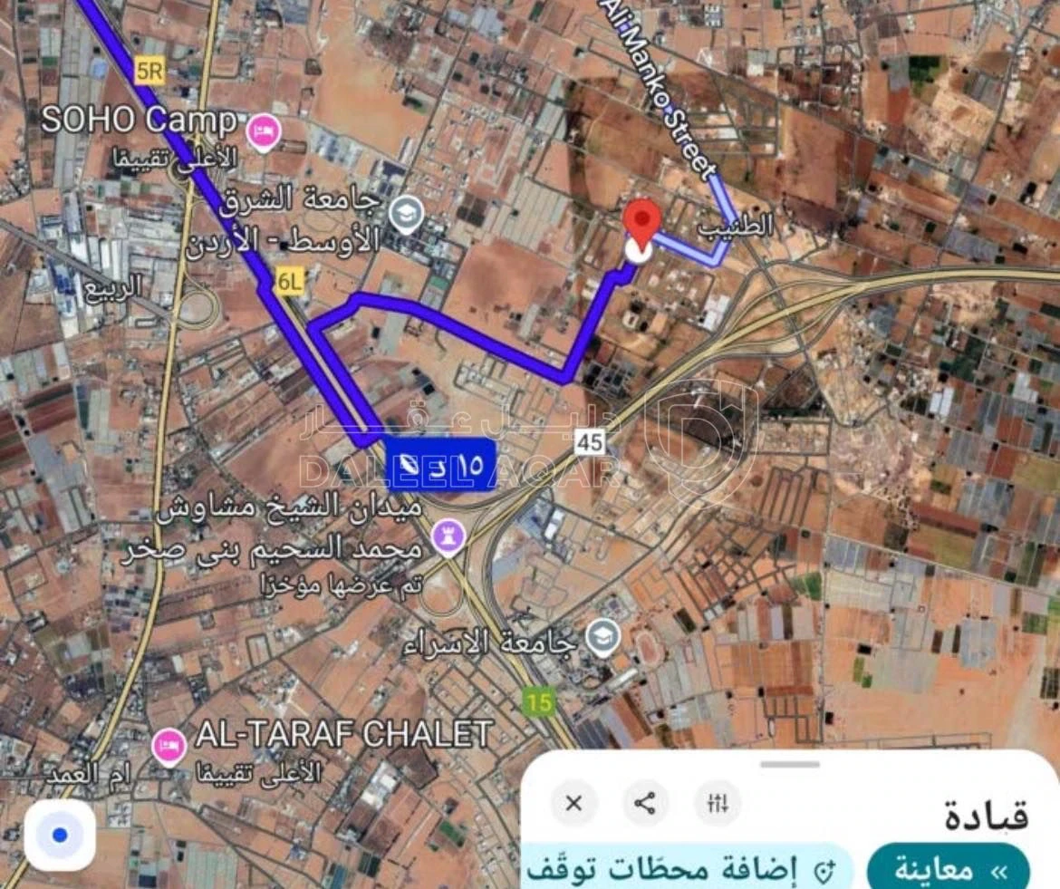 أرض في ارض للبيع قرب جامعة شرق الاوسط شارع ١٢ م - 85,000 دأ - صورة 1