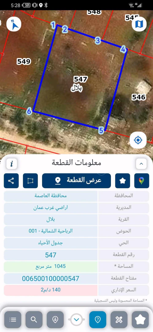 أرض في دابوق/الرباحية الشمالية مقابل قصر الحسينية - 400,000 دأ - صورة 1