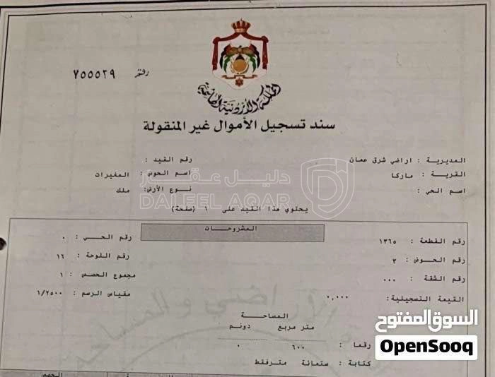 أرض في ارض للبيع في ماركا حي المغيرات إسكان القضاة - 45,000 دأ - صورة 1