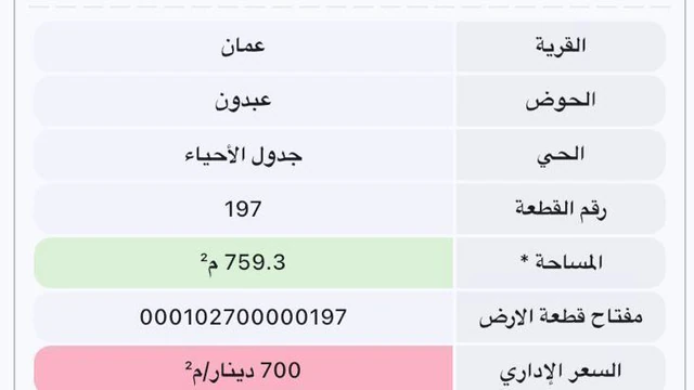 أرض - عبدون - 650000 دأ