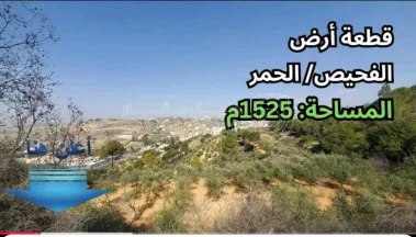 أرض - قطعة أرض في الفحيص/ الحمر - قرب إشارة أم النعاج - 450000 دأ