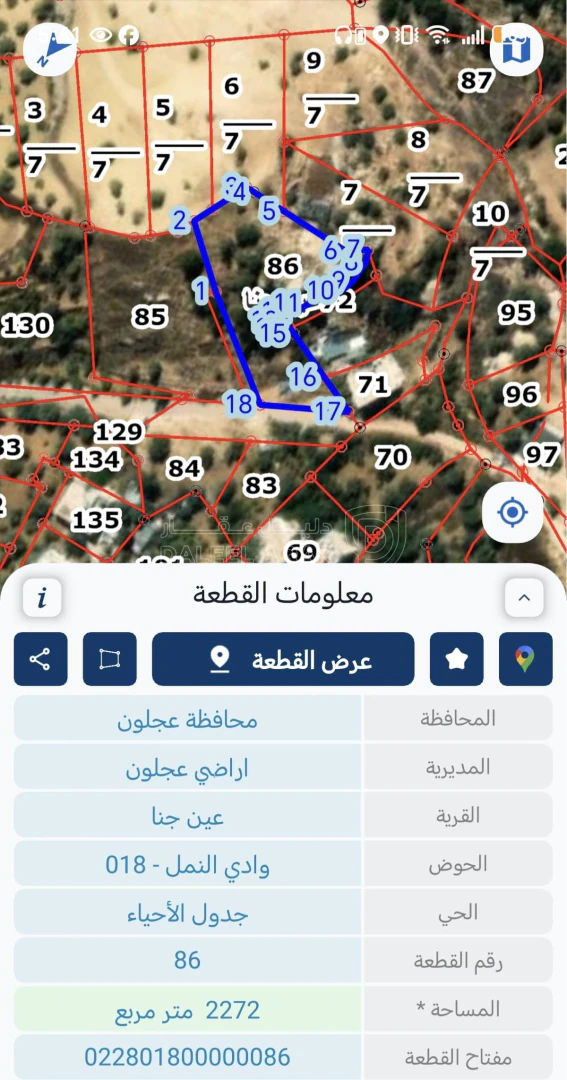 أرض في عجلون عين جنا - 70,000 دأ - صورة 1
