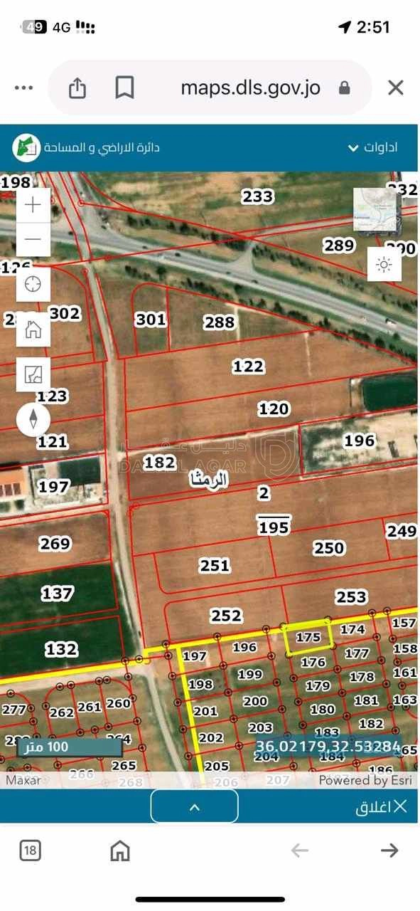 أرض في حوض نقع الرميث شارع 16 متر + شارع جانبي - 37,000 دأ - صورة 1