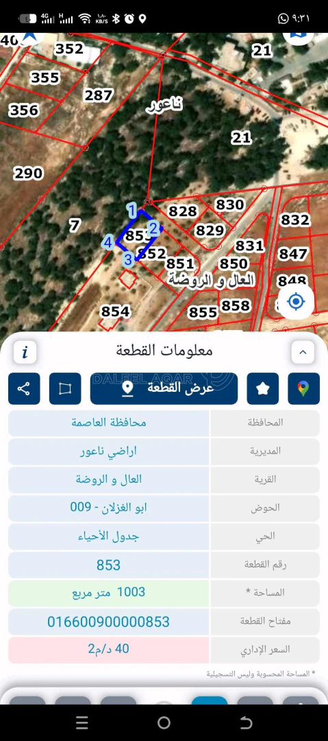 أرض في ارض في ناعور العال والروضه ابوالغزلان - 70,000 دأ - صورة 1
