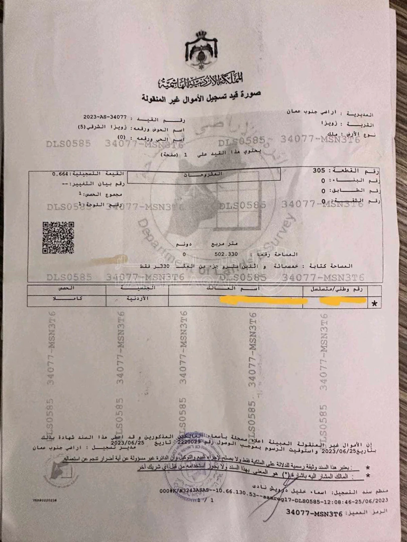 أرض في زويزا الشرقي مشروع زينة عمان - 16,000 دأ - صورة 1