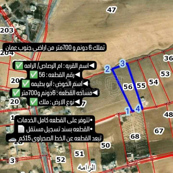 أرض في  ام الرصاص /الرامه/شارع الرئيسي - 30,000 دأ - صورة 1