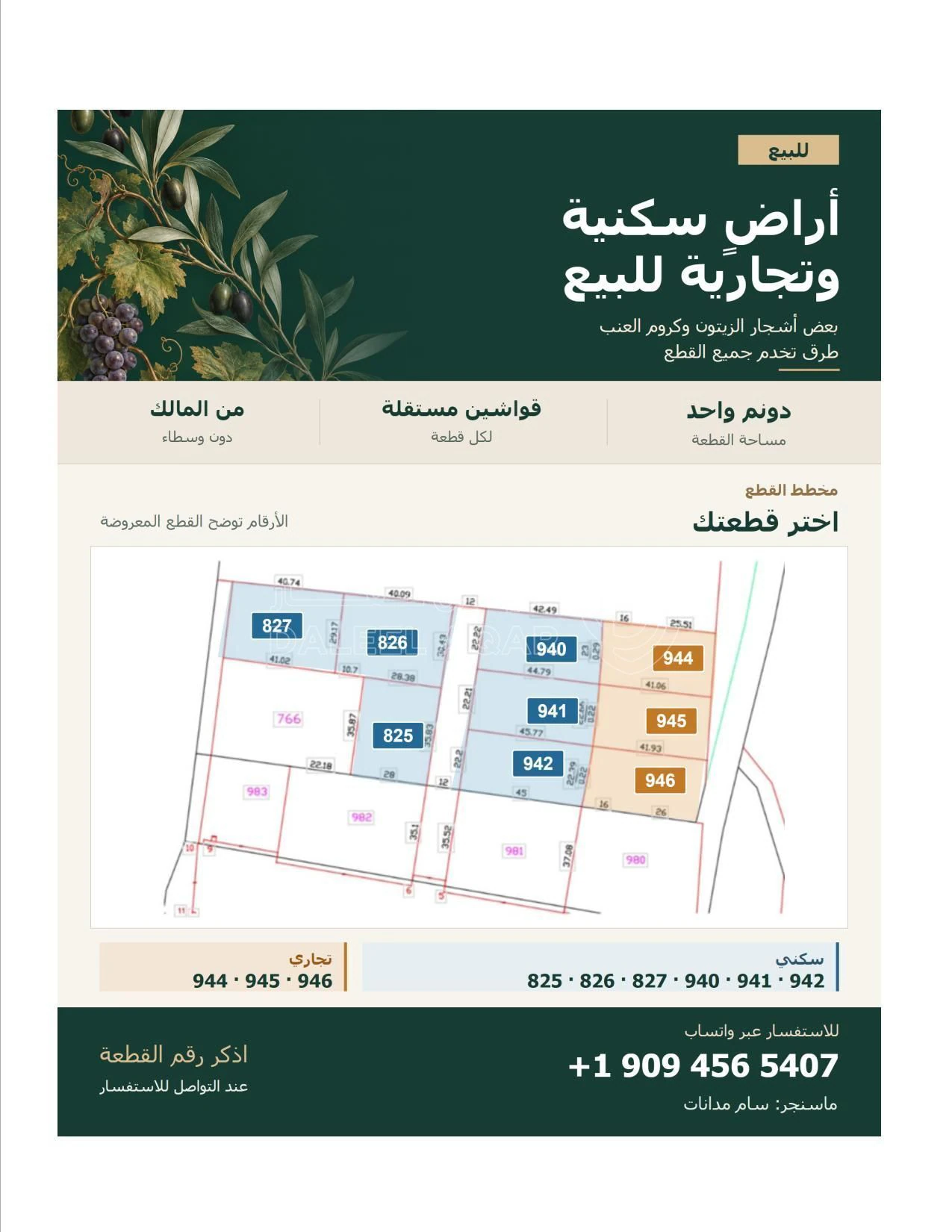 أرض في طريق الربة - الوسية - 130,000 دأ - صورة 2
