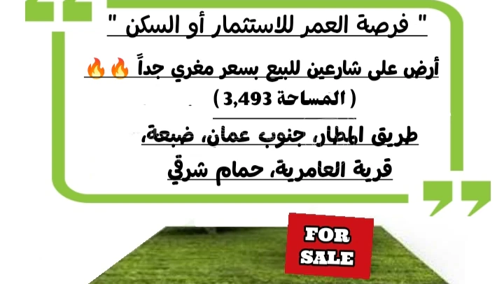 أرض في جنوب عمان طريق المطار ضبعة،قري العامرية حمام شرقي  - 6,000 دأ - صورة 2