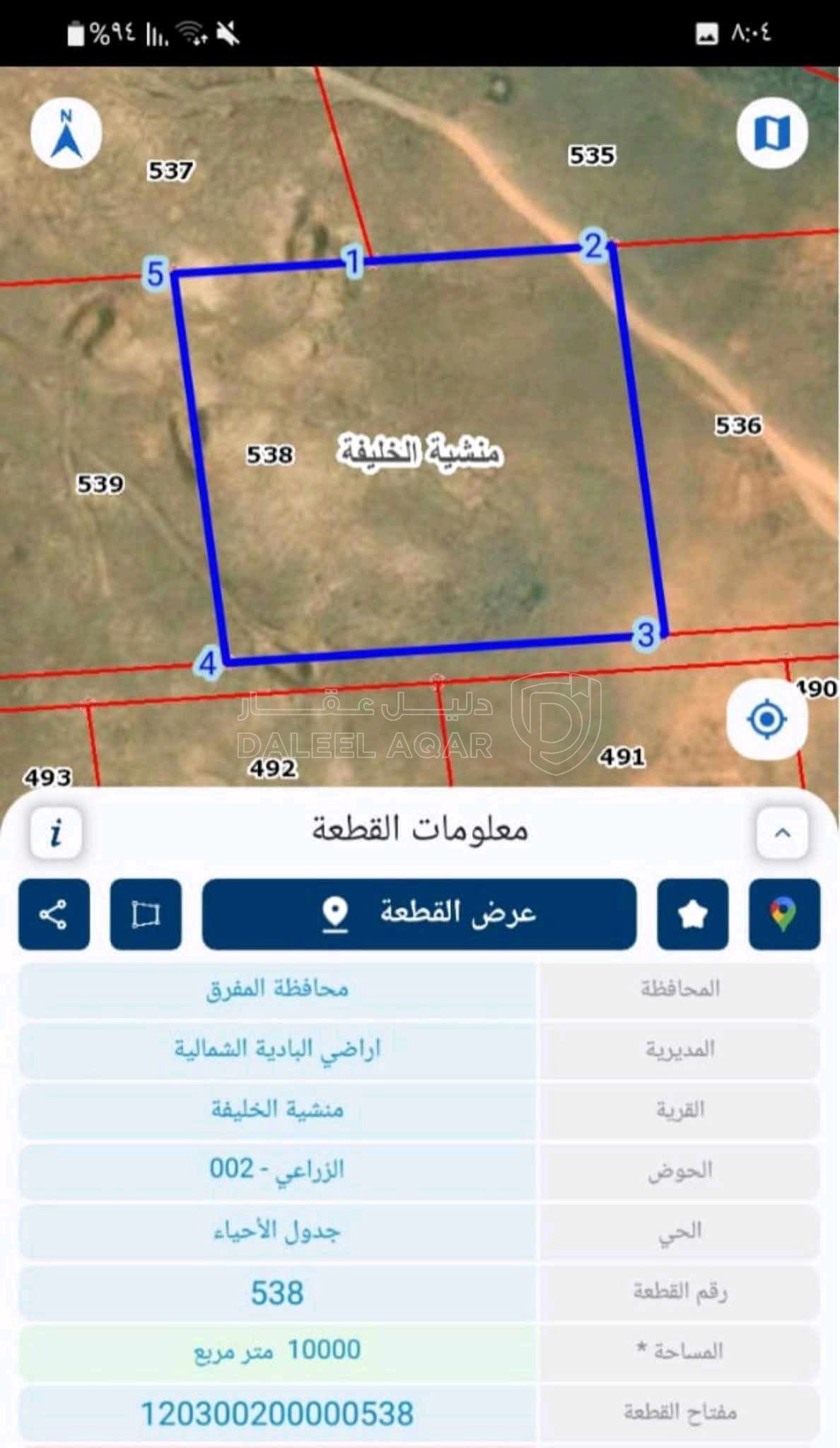 أرض في اراضي البادية الشماليه قرية منشية الخليفة - 1,850 دأ - صورة 1