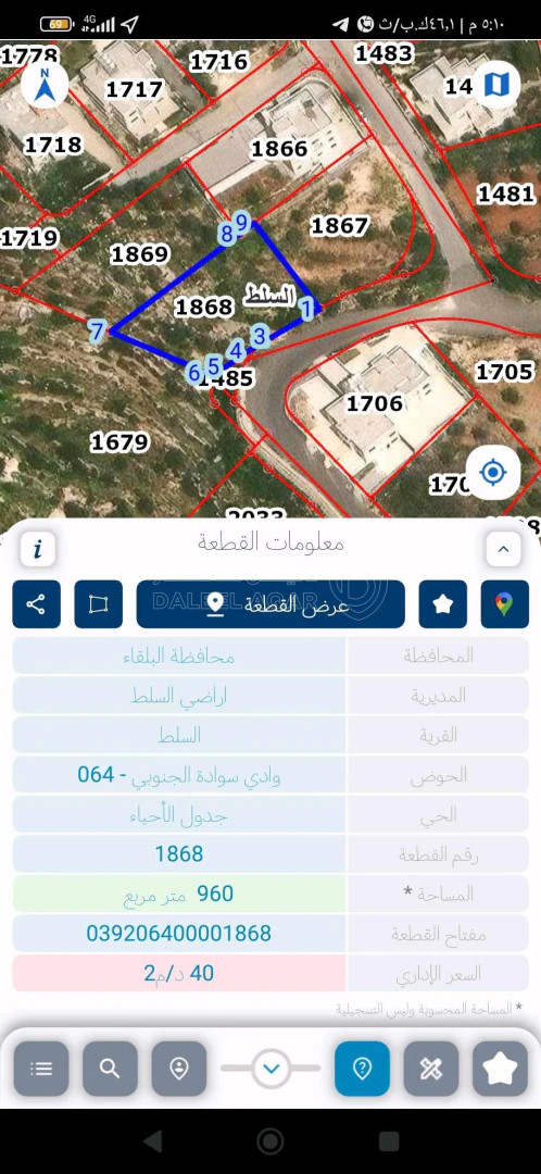 أرض في ارض للبيع في السلط سواء الجنوبي  - 40,000 دأ - صورة 1