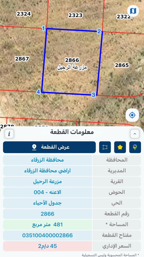 أرض في الزرقاء شومر طريق بيرين - 22,000 دأ - صورة 1